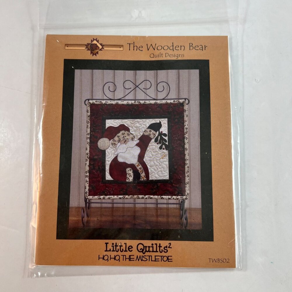 Ho Ho The Mistletoe Little Quilts Applique Ptn Wooden Bear Quilt Designs 12"x12"